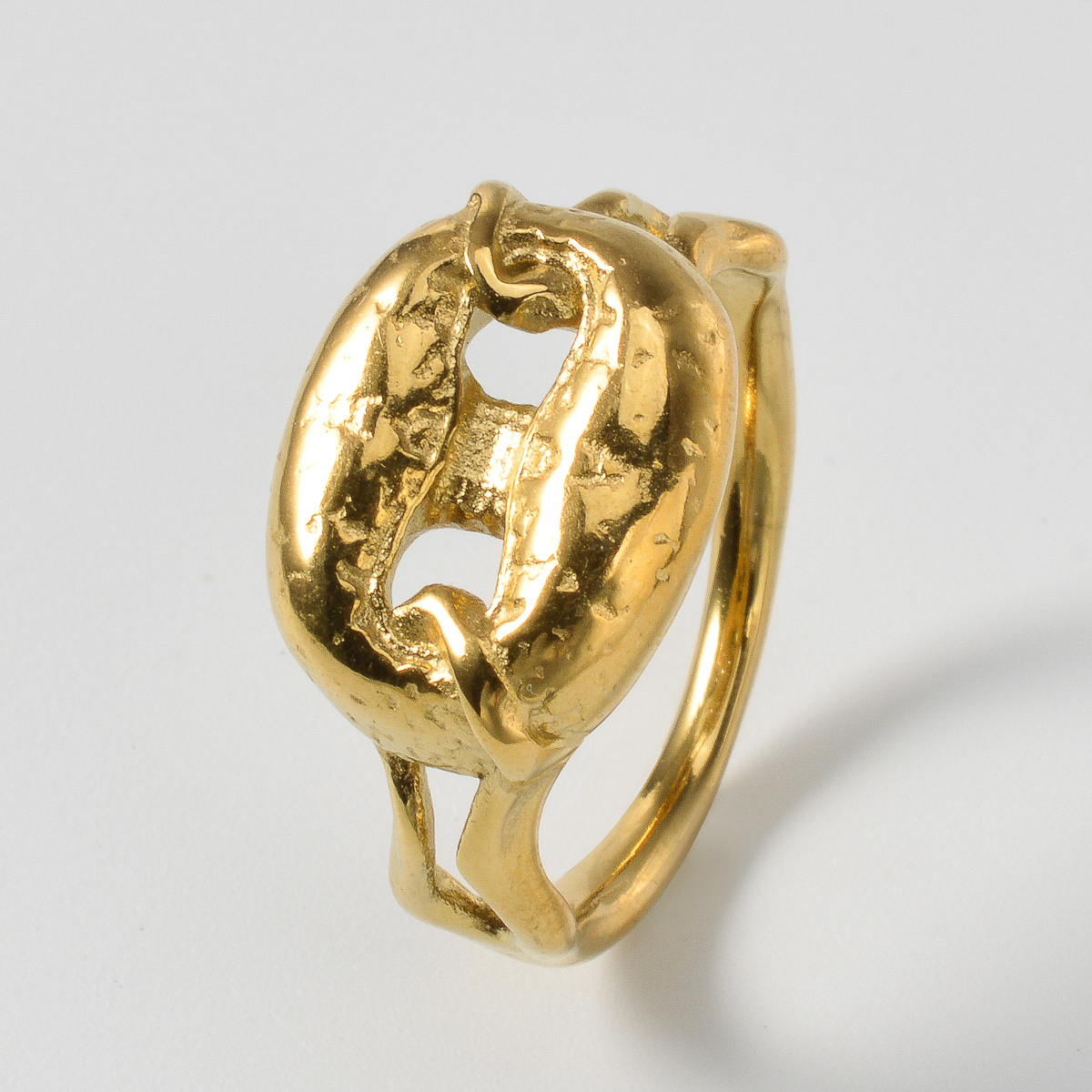 18K Gold Plated Pig Nose Lava Texture Statement Ring